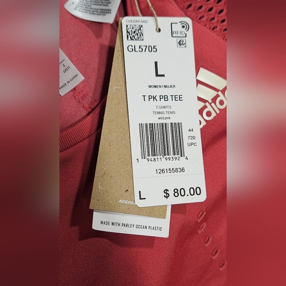 NWT ADIDAS Primeknit Primeblue Tennis Top Tee Wild Pink Sz L - Picture 6 of 6